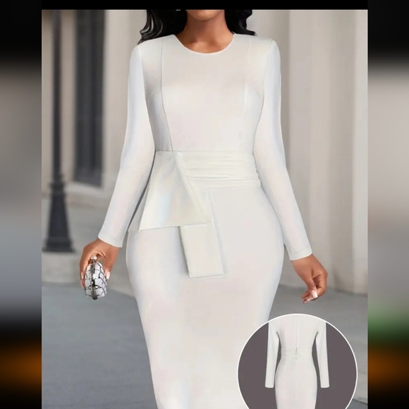 3/$30 Elegant White Long Sleeve Dress - Picture 1 of 6